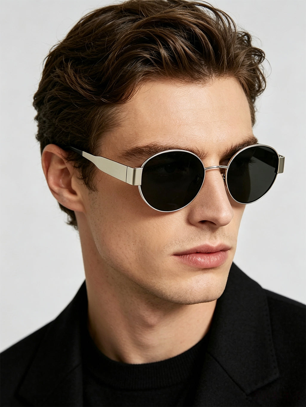 QF New Vintage Oval Small Frame Sunglasses – Thick Temples
