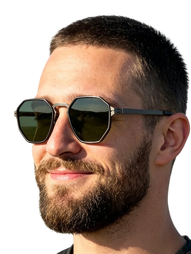 QF Screwless Polygon Metal Sunglasses
