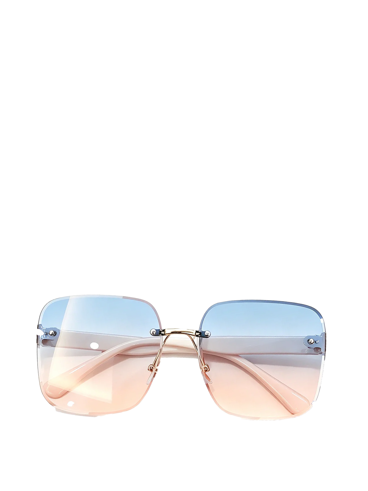 QF New Rimless Cut-Edge Large Frame Sunglasses