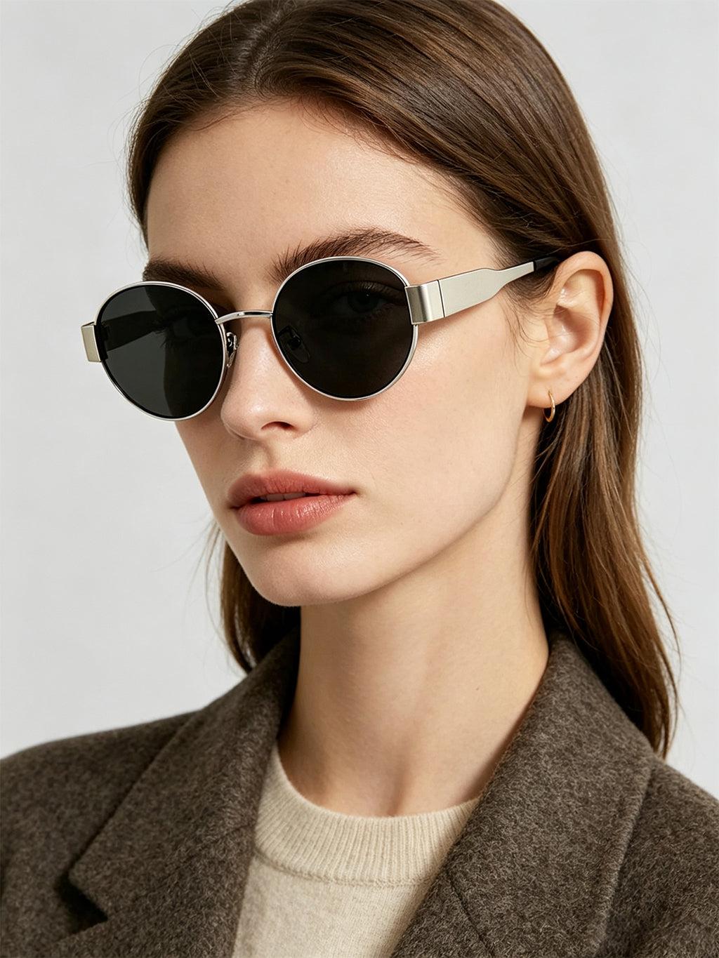 QF New Vintage Oval Small Frame Sunglasses – Thick Temples